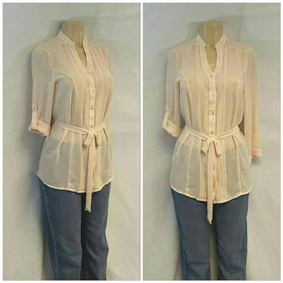 SUGAR MINT, Sheer, Blush, Fitted Top, size Medium - Picture 2 of 8